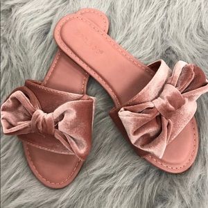 Blush Velvet Bow Sandals